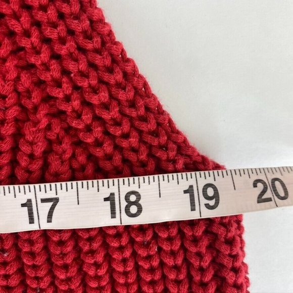 J Crew Sweater Large Red Sleeveless Scalloped Hem Chunky Knit Pullover G2924 - Picture 6 of 10